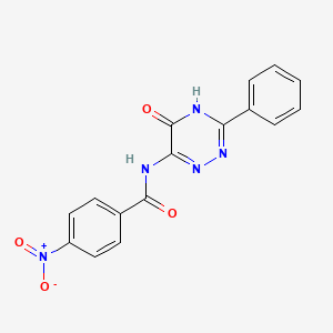 molecular formula C16H11N5O4 B3345921 4-Nitro-N-(5-oxo-3-phenyl-2,5-dihydro-1,2,4-triazin-6-yl)benzamide CAS No. 112372-02-8