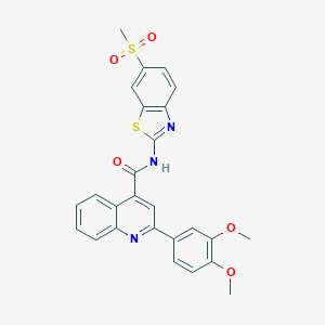 molecular formula C26H21N3O5S2 B334595 2-(3,4-dimethoxyphenyl)-N-[6-(methylsulfonyl)-1,3-benzothiazol-2-yl]quinoline-4-carboxamide 