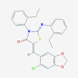 molecular formula C27H23ClN2O3S B334601 5-[(6-Chloro-1,3-benzodioxol-5-yl)methylene]-3-(2-ethylphenyl)-2-[(2-ethylphenyl)imino]-1,3-thiazolidin-4-one 