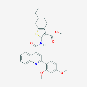molecular formula C30H30N2O5S B334610 Methyl 2-[[2-(2,4-dimethoxyphenyl)quinoline-4-carbonyl]amino]-6-ethyl-4,5,6,7-tetrahydro-1-benzothiophene-3-carboxylate CAS No. 5692-11-5