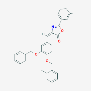 molecular formula C33H29NO4 B334615 4-{3,4-bis[(2-methylbenzyl)oxy]benzylidene}-2-(3-methylphenyl)-1,3-oxazol-5(4H)-one 