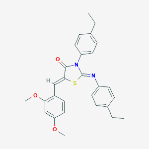 molecular formula C28H28N2O3S B334616 5-(2,4-Dimethoxybenzylidene)-3-(4-ethylphenyl)-2-[(4-ethylphenyl)imino]-1,3-thiazolidin-4-one 