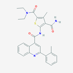 molecular formula C28H28N4O3S B334628 N~2~,N~2~-diethyl-3-methyl-5-({[2-(2-methylphenyl)-4-quinolinyl]carbonyl}amino)-2,4-thiophenedicarboxamide 