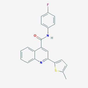 molecular formula C21H15FN2OS B334635 N-(4-fluorophenyl)-2-(5-methylthiophen-2-yl)quinoline-4-carboxamide 