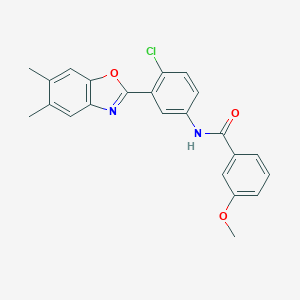 molecular formula C23H19ClN2O3 B334637 N-[4-chloro-3-(5,6-dimethyl-1,3-benzoxazol-2-yl)phenyl]-3-methoxybenzamide 