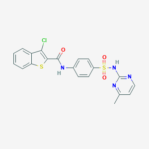 molecular formula C20H15ClN4O3S2 B334639 3-chloro-N-{4-[(4-methylpyrimidin-2-yl)sulfamoyl]phenyl}-1-benzothiophene-2-carboxamide 