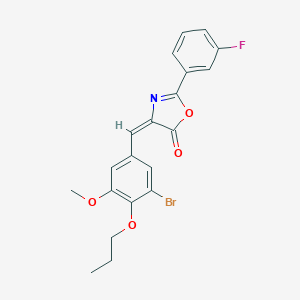 molecular formula C20H17BrFNO4 B334641 4-(3-bromo-5-methoxy-4-propoxybenzylidene)-2-(3-fluorophenyl)-1,3-oxazol-5(4H)-one 