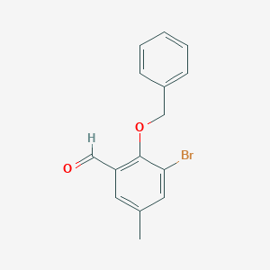molecular formula C15H13BrO2 B3346448 3-Bromo-5-methyl-2-(phenylmethoxy)benzaldehyde CAS No. 1194683-48-1