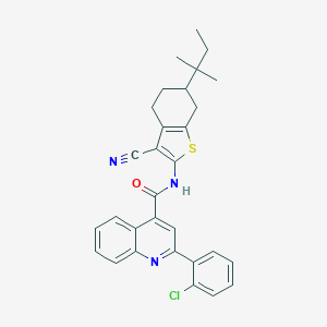 molecular formula C30H28ClN3OS B334648 2-(2-chlorophenyl)-N-[3-cyano-6-(2-methylbutan-2-yl)-4,5,6,7-tetrahydro-1-benzothiophen-2-yl]quinoline-4-carboxamide 