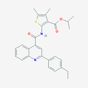 molecular formula C28H28N2O3S B334649 Isopropyl 2-({[2-(4-ethylphenyl)-4-quinolinyl]carbonyl}amino)-4,5-dimethyl-3-thiophenecarboxylate 