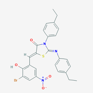 molecular formula C26H22BrN3O4S B334660 5-{3-Bromo-2-hydroxy-5-nitrobenzylidene}-3-(4-ethylphenyl)-2-[(4-ethylphenyl)imino]-1,3-thiazolidin-4-one 