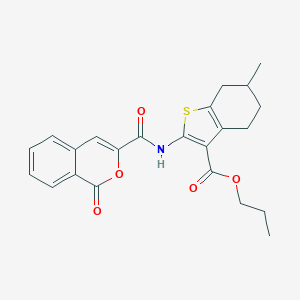molecular formula C23H23NO5S B334664 propyl 6-methyl-2-{[(1-oxo-1H-isochromen-3-yl)carbonyl]amino}-4,5,6,7-tetrahydro-1-benzothiophene-3-carboxylate 