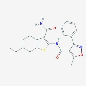 N-(3-carbamoyl-6-ethyl-4,5,6,7-tetrahydro-1-benzothiophen-2-yl)-5-methyl-3-phenyl-1,2-oxazole-4-carboxamide