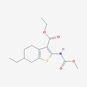 molecular formula C15H21NO4S B334681 Ethyl 6-ethyl-2-[(methoxycarbonyl)amino]-4,5,6,7-tetrahydro-1-benzothiophene-3-carboxylate 