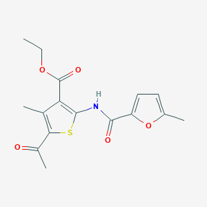 molecular formula C16H17NO5S B334690 Ethyl 5-acetyl-4-methyl-2-[(5-methyl-2-furoyl)amino]-3-thiophenecarboxylate 
