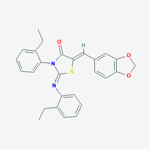molecular formula C27H24N2O3S B334693 5-(1,3-Benzodioxol-5-ylmethylene)-3-(2-ethylphenyl)-2-[(2-ethylphenyl)imino]-1,3-thiazolidin-4-one 