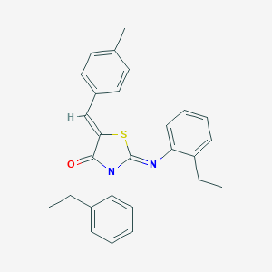 molecular formula C27H26N2OS B334696 3-(2-Ethylphenyl)-2-[(2-ethylphenyl)imino]-5-(4-methylbenzylidene)-1,3-thiazolidin-4-one 