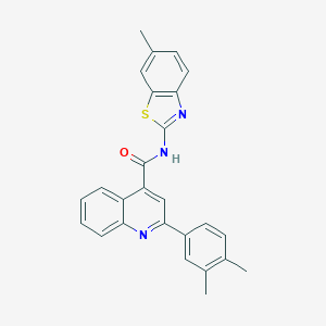 molecular formula C26H21N3OS B334697 2-(3,4-dimethylphenyl)-N-(6-methyl-1,3-benzothiazol-2-yl)quinoline-4-carboxamide 