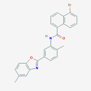 molecular formula C26H19BrN2O2 B334698 5-bromo-N-[2-methyl-5-(5-methyl-1,3-benzoxazol-2-yl)phenyl]-1-naphthamide 