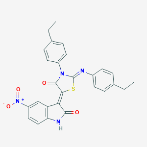 molecular formula C27H22N4O4S B334699 (5Z)-3-(4-ethylphenyl)-2-(4-ethylphenyl)imino-5-(5-nitro-2-oxo-1H-indol-3-ylidene)-1,3-thiazolidin-4-one 