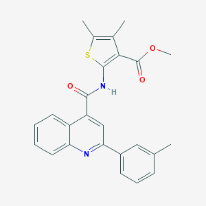 molecular formula C25H22N2O3S B334704 Methyl 4,5-dimethyl-2-({[2-(3-methylphenyl)-4-quinolinyl]carbonyl}amino)-3-thiophenecarboxylate 