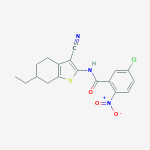 molecular formula C18H16ClN3O3S B334705 5-chloro-N-(3-cyano-6-ethyl-4,5,6,7-tetrahydro-1-benzothiophen-2-yl)-2-nitrobenzamide 