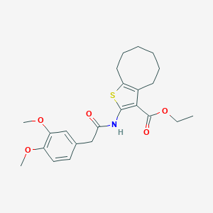 molecular formula C23H29NO5S B334711 Ethyl 2-{[(3,4-dimethoxyphenyl)acetyl]amino}-4,5,6,7,8,9-hexahydrocycloocta[b]thiophene-3-carboxylate 