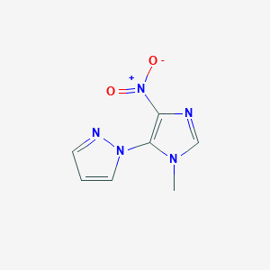 molecular formula C7H7N5O2 B3347144 1H-Pyrazole, 1-(1-methyl-4-nitro-1H-imidazol-5-yl)- CAS No. 127296-23-5