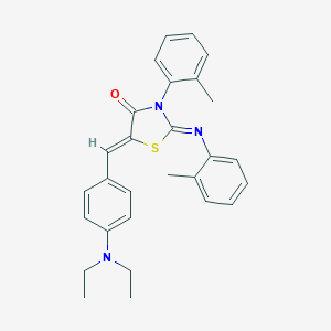 molecular formula C28H29N3OS B334718 5-[4-(Diethylamino)benzylidene]-3-(2-methylphenyl)-2-[(2-methylphenyl)imino]-1,3-thiazolidin-4-one 