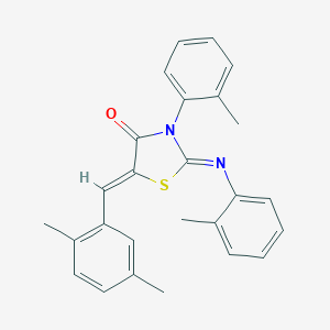 molecular formula C26H24N2OS B334720 5-(2,5-Dimethylbenzylidene)-3-(2-methylphenyl)-2-[(2-methylphenyl)imino]-1,3-thiazolidin-4-one 