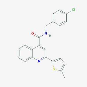 molecular formula C22H17ClN2OS B334731 N-(4-chlorobenzyl)-2-(5-methyl-2-thienyl)-4-quinolinecarboxamide 