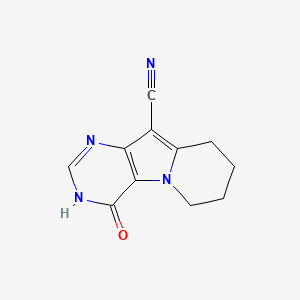 molecular formula C11H10N4O B3347344 Pyrimido[4,5-b]indolizine-10-carbonitrile, 1,4,6,7,8,9-hexahydro-4-oxo- CAS No. 132994-09-3
