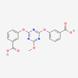 molecular formula C18H13N3O7 B3347380 3,3'-((6-Methoxy-1,3,5-triazine-2,4-diyl)bis(oxy))dibenzoic acid CAS No. 134280-33-4