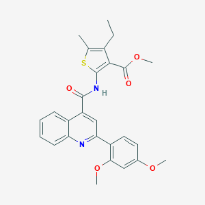 molecular formula C27H26N2O5S B334744 Methyl 2-({[2-(2,4-dimethoxyphenyl)-4-quinolinyl]carbonyl}amino)-4-ethyl-5-methyl-3-thiophenecarboxylate 