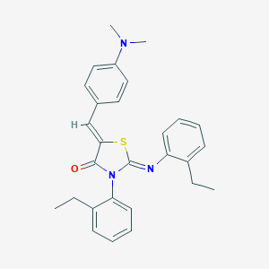 molecular formula C28H29N3OS B334750 5-[4-(Dimethylamino)benzylidene]-3-(2-ethylphenyl)-2-[(2-ethylphenyl)imino]-1,3-thiazolidin-4-one 