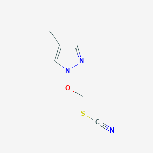 molecular formula C6H7N3OS B3347522 Thiocyanic acid, [(4-methyl-1H-pyrazol-1-yl)oxy]methyl ester CAS No. 138320-20-4