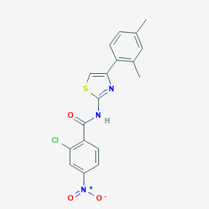 molecular formula C18H14ClN3O3S B334765 2-chloro-N-[4-(2,4-dimethylphenyl)-1,3-thiazol-2-yl]-4-nitrobenzamide 