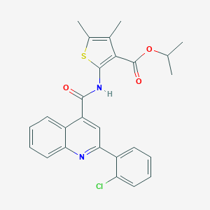 molecular formula C26H23ClN2O3S B334768 Isopropyl 2-({[2-(2-chlorophenyl)-4-quinolinyl]carbonyl}amino)-4,5-dimethyl-3-thiophenecarboxylate 