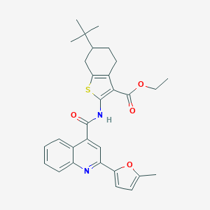 molecular formula C30H32N2O4S B334769 Ethyl 6-tert-butyl-2-({[2-(5-methyl-2-furyl)-4-quinolinyl]carbonyl}amino)-4,5,6,7-tetrahydro-1-benzothiophene-3-carboxylate 