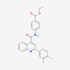 molecular formula C27H24N2O3 B334771 Ethyl 4-({[2-(3,4-dimethylphenyl)-4-quinolinyl]carbonyl}amino)benzoate 
