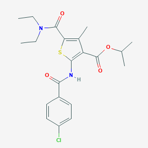 molecular formula C21H25ClN2O4S B334776 Isopropyl 2-[(4-chlorobenzoyl)amino]-5-[(diethylamino)carbonyl]-4-methyl-3-thiophenecarboxylate 