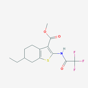 molecular formula C14H16F3NO3S B334777 Methyl 6-ethyl-2-[(trifluoroacetyl)amino]-4,5,6,7-tetrahydro-1-benzothiophene-3-carboxylate 