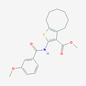 molecular formula C20H23NO4S B334786 Methyl 2-[(3-methoxybenzoyl)amino]-4,5,6,7,8,9-hexahydrocycloocta[b]thiophene-3-carboxylate 