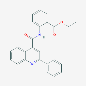 molecular formula C25H20N2O3 B334787 Ethyl 2-{[(2-phenyl-4-quinolinyl)carbonyl]amino}benzoate 