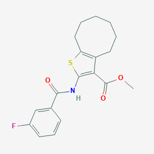 molecular formula C19H20FNO3S B334788 Methyl 2-[(3-fluorobenzoyl)amino]-4,5,6,7,8,9-hexahydrocycloocta[b]thiophene-3-carboxylate 