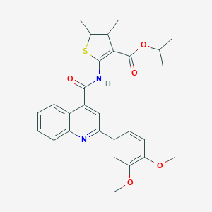 molecular formula C28H28N2O5S B334796 Isopropyl 2-({[2-(3,4-dimethoxyphenyl)-4-quinolinyl]carbonyl}amino)-4,5-dimethyl-3-thiophenecarboxylate 