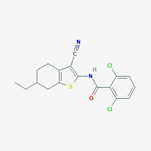 molecular formula C18H16Cl2N2OS B334798 2,6-dichloro-N-(3-cyano-6-ethyl-4,5,6,7-tetrahydro-1-benzothiophen-2-yl)benzamide 
