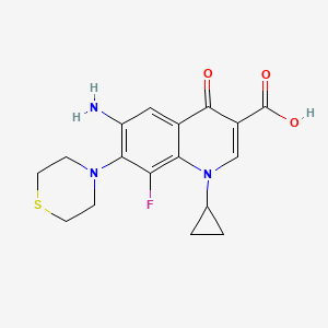molecular formula C17H18FN3O3S B3347988 6-Amino-1-cyclopropyl-8-fluoro-4-oxo-7-(thiomorpholin-4-yl)-1,4-dihydroquinoline-3-carboxylic acid CAS No. 148927-12-2