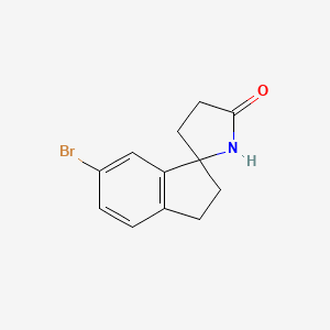 molecular formula C12H12BrNO B3348059 6-Bromo-2,3-dihydrospiro[indene-1,2'-pyrrolidin]-5'-one CAS No. 151484-79-6