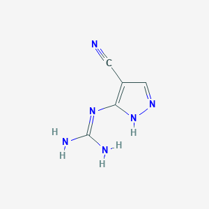 molecular formula C5H6N6 B3348078 Guanidine, (4-cyano-1H-pyrazol-3-yl)- CAS No. 154180-62-8